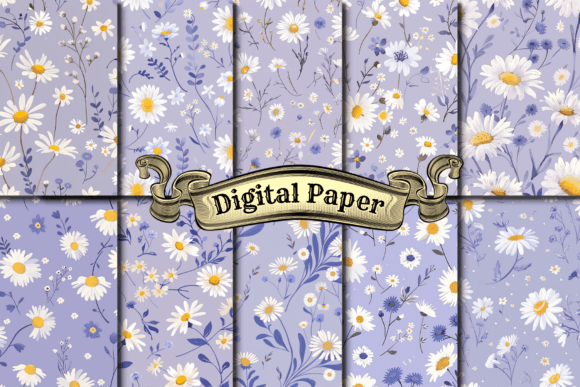 Daisy Digital Paper Graphic Patterns By craftsmaker