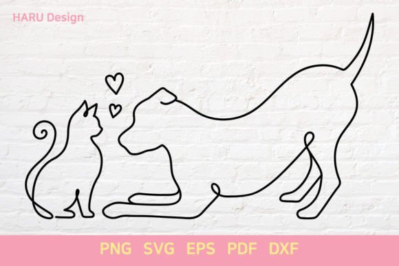 Dog and Cat Illustration Artisanat Par HARUdesign