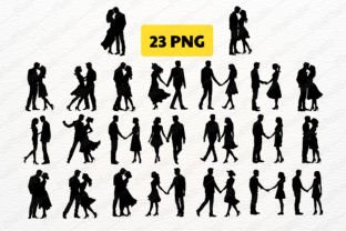 Flat Romantic Couple Silhouette Clipart Graphic Illustrations By MeiMei10