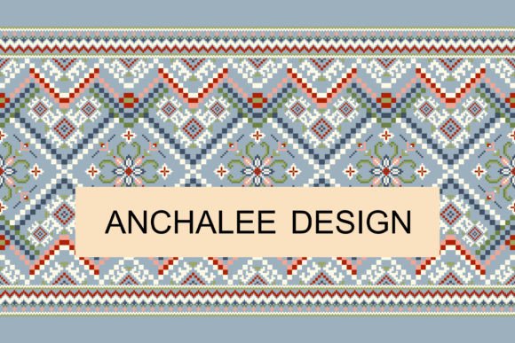 Floral Pixel Art Pattern Vector Illustration Modèles de Papier Par anchalee.thaweeboon