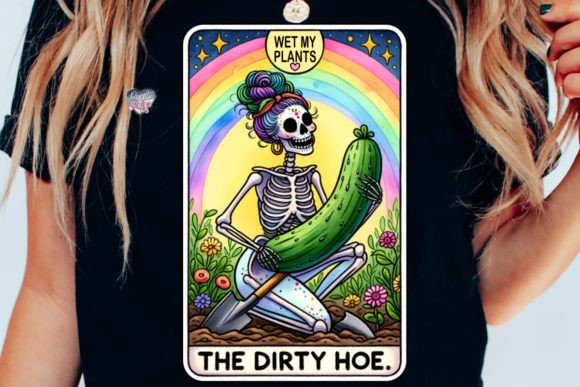 Funny Gardening Skeleton Tarot Card PNG Gráfico Artesanato Por Pixel Paige Studio