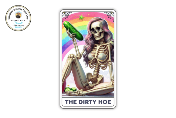Funny Gardening Skeleton Tarot Card PNG Graphic Crafts By sagorarts