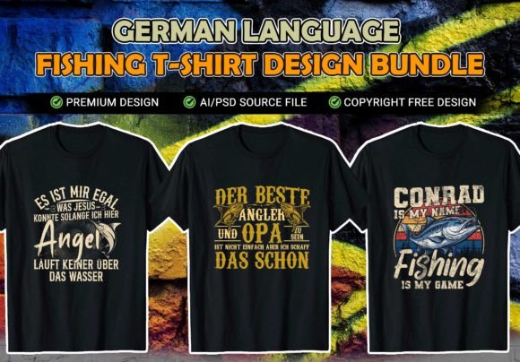 German Fishing Vector Typography Design Gráfico Diseños de Camisetas Por teeency