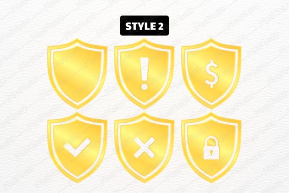 Gold Shields Symbol Label Badge Element Graphic Illustrations By MeiMei10