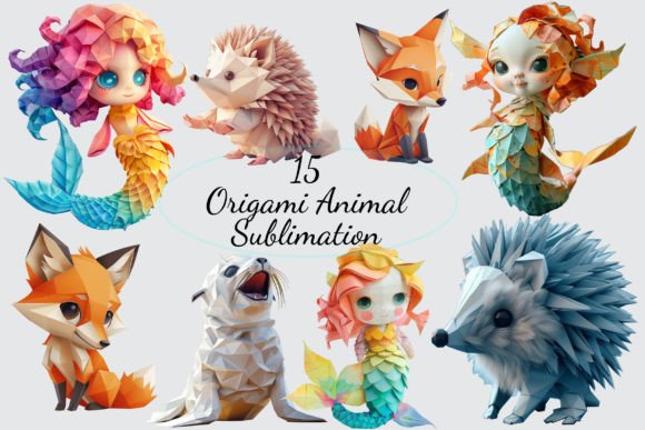Origami Animal Sublimation Volume -4 Grafica Generati dall’IA Di Art Queen