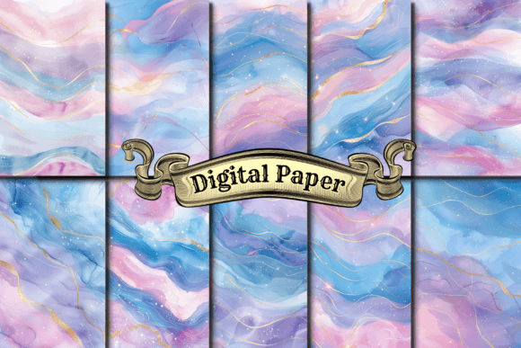 Rainbow Clouds Digital Paper Illustration Modèles de Papier Par craftsmaker