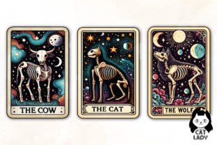 Skeleton Animal Tarot Card Sublimation Graphic Illustrations By Cat Lady 4