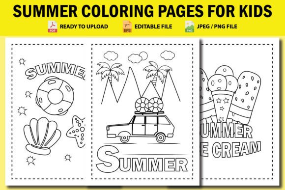 Summer Coloring Pages for Kids Gráfico Páginas y libros de colorear para niños Por Rx Designer
