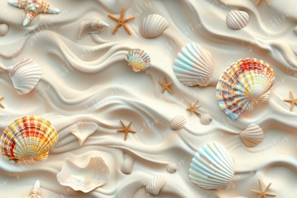 The Photo Shows a Variety of Seashells Graphic Patterns By Sun Sublimation