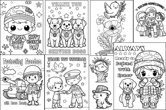 Veterans Day and Memorial Day Coloring Graphic Teaching Materials By Lelix Art