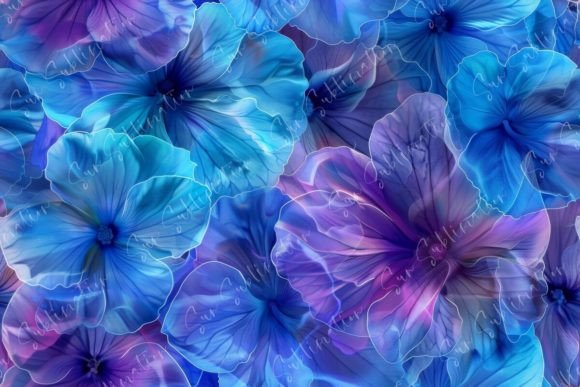 Vibrant Blue Floral Array Gráfico Patrones de Papel Por Sun Sublimation
