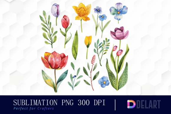 Watercolor Spring PNG Clipart Collection Gráfico Ilustrações para Impressão Por DelArtCreation