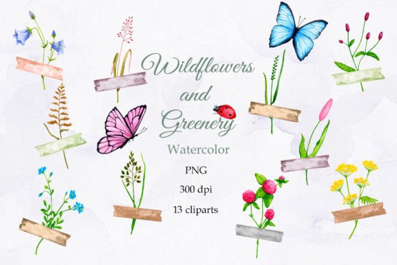 Wildflowers. Watercolor Clipart. PNG Grafik Druckbare Illustrationen Von Watercolor_by_Alyona