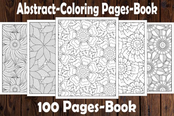 100 Abstract-Coloring Pages- for Adults Afbeelding Kleurplaten & Kleurboeken voor Volwassenen Door Graphics Design Studio