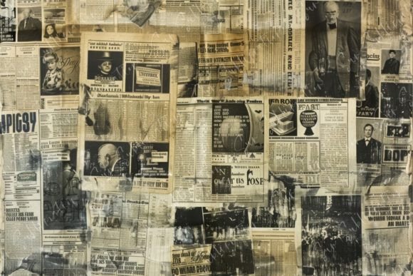 A Collage of Old Newspaper Articles Grafika Tła Przez Sun Sublimation