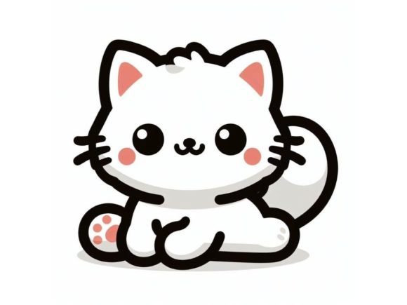 Bundle of Cute Cat White Background Clip Gráfico Ilustrações para Impressão Por A.I Illustration and Graphics