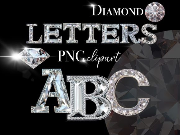 Diamond Alphabet PNG Bundle Graphic AI Transparent PNGs By FantasyDreamWorld