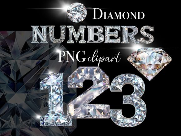 Diamond Numbers PNG Bundle Gráfico PNGs transparentes de IA Por FantasyDreamWorld