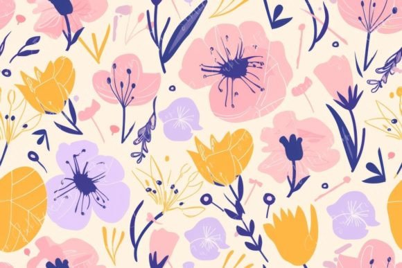 Floral Seamless Pattern with Pastel Graphic Patterns By Sun Sublimation