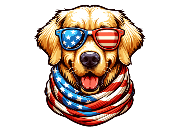 Golden Retriever Dog 4th of July. Graphic T-shirt Designs By Trendy Creative