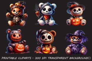 Halloween Scary Teddy Bear Clipart, PNG Illustration Illustrations Imprimables Par RobertsArt 4