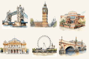 Hello London Watercolor Clipart Gráfico Ilustraciones Imprimibles Por Enchanted Marketing Imagery 2