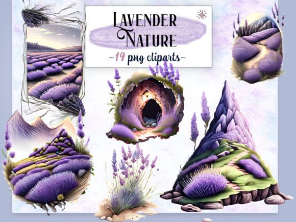 Lavender Nature Clipart Sublimation Graphic Illustrations By EdeniaArtStudio