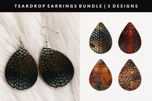Leather Teardrop Earring Design Graphic Illustrations By StasyLionet