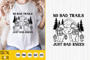 No Bad Trails Just Bad Knees Hiking Bear Illustration Artisanat Par Digital Click Store 2