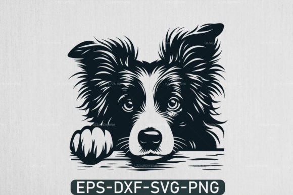 Peeking Border Collie Dog Svg T-shirt Gráfico Manualidades Por uzzalroyy9706