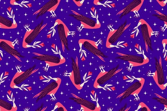 Purple Halloween Patten with Ravens Graphic Patterns By Art's and Patterns
