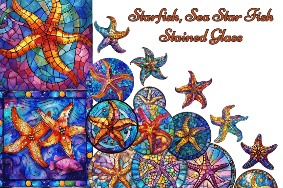 Starfish, Sea Star Fish Stained Glass Graphic Backgrounds By tshirtado