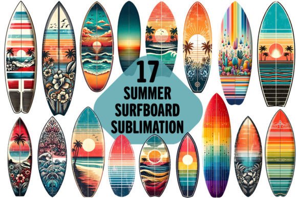 Summer Surfboard Sublimation Clipart Graphic Illustrations By shipna2005