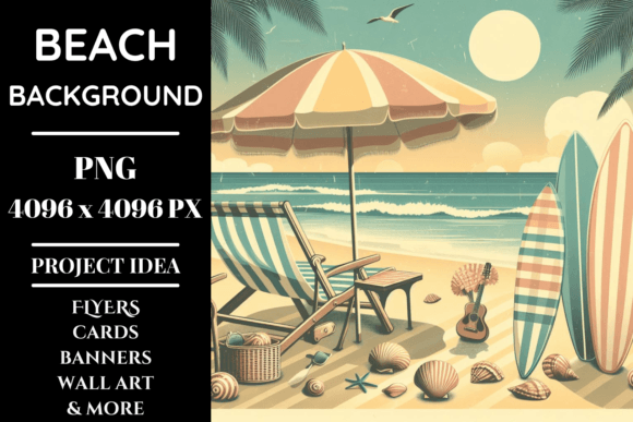 Vintage Beach Vibes: Retro Vector Scene Graphic Backgrounds By Endrawsart