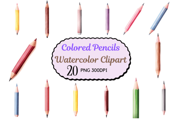 Watercolor Colored Pencils Clipart Graphic Illustrations By CreativeDesign