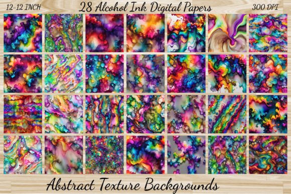 28 Alcohol Ink Digital Paper Bundle, Graphic AI Graphics By Oyonni design