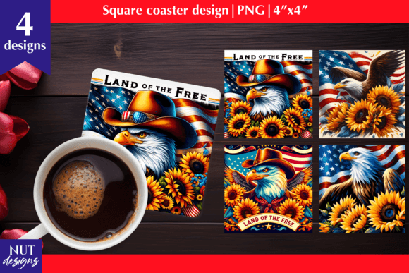 American Patriotic Coaster PNG Eagle Gráfico Gráficos IA Por natalia.kurtidi