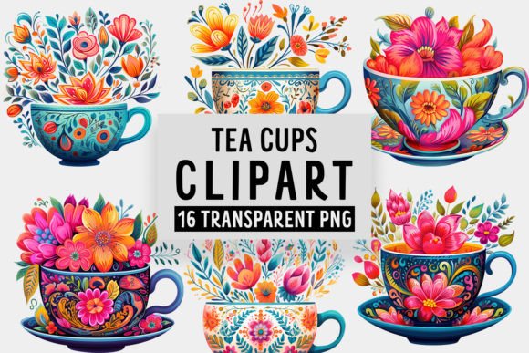Bright Tea Cups Clipart Set Graphic AI Illustrations By Clipcraft