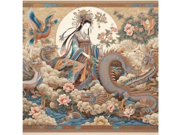 Bundle of Chinese Beautiful Decorative a Gráfico Ilustrações para Impressão Por A.I Illustration and Graphics