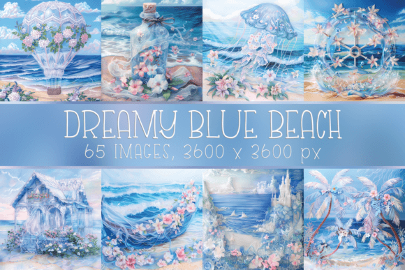 Dreamy Pastel Blue Beach Digital Papers Grafik Hintegründe Von Color Studio