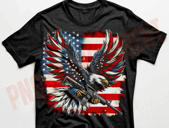 Eagle USA Flag Patriotic 4th of July Png Gráfico Diseños de Camisetas Por DeeNaenon