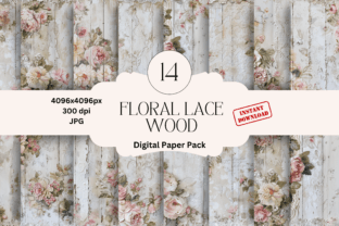 Floral Wood Digital Papers Afbeelding Afdrukbare Illustraties Door That Dress Lady 1