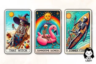 Funny Summer Skeleton Tarot Card Bundle Graphic Illustrations By Cat Lady 2