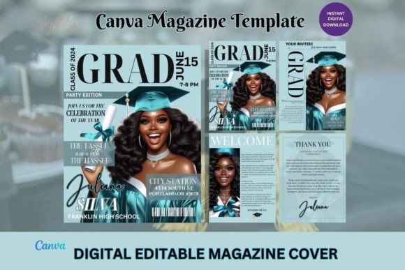 Graduation Magazine Cover Canva Template Gráfico Plantillas de Impresión Por Slayful Co.