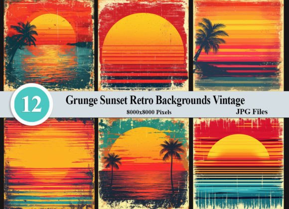 Grunge Sunset Retro Backgrounds Vintage Graphic Backgrounds By Felicitube