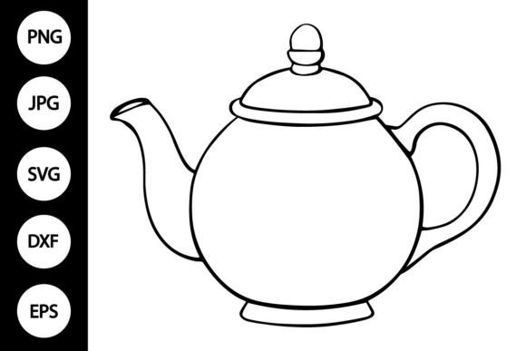 Outline Teapot SVG, Coloring Page Gráfico Ilustrações para Impressão Por MYDIGITALART13