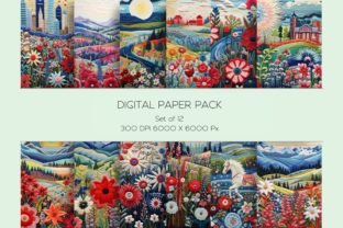 Patriotic Landscape Embroidery Paper Set Gráfico Ilustraciones Imprimibles Por StellarMockups&Graphics 1