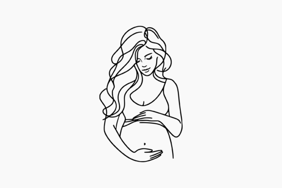 Pregnant Woman Line Drawing Graphic Crafts By BerriDesign