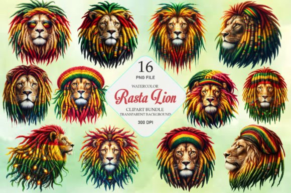 Rasta Lion Sublimation Clipart Bundle Graphic Illustrations By ChloeArtShop