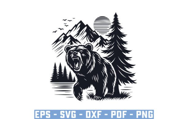 Runing Mountain Bear Silhouette File Svg Graphic Crafts By Ayan Graphicriver